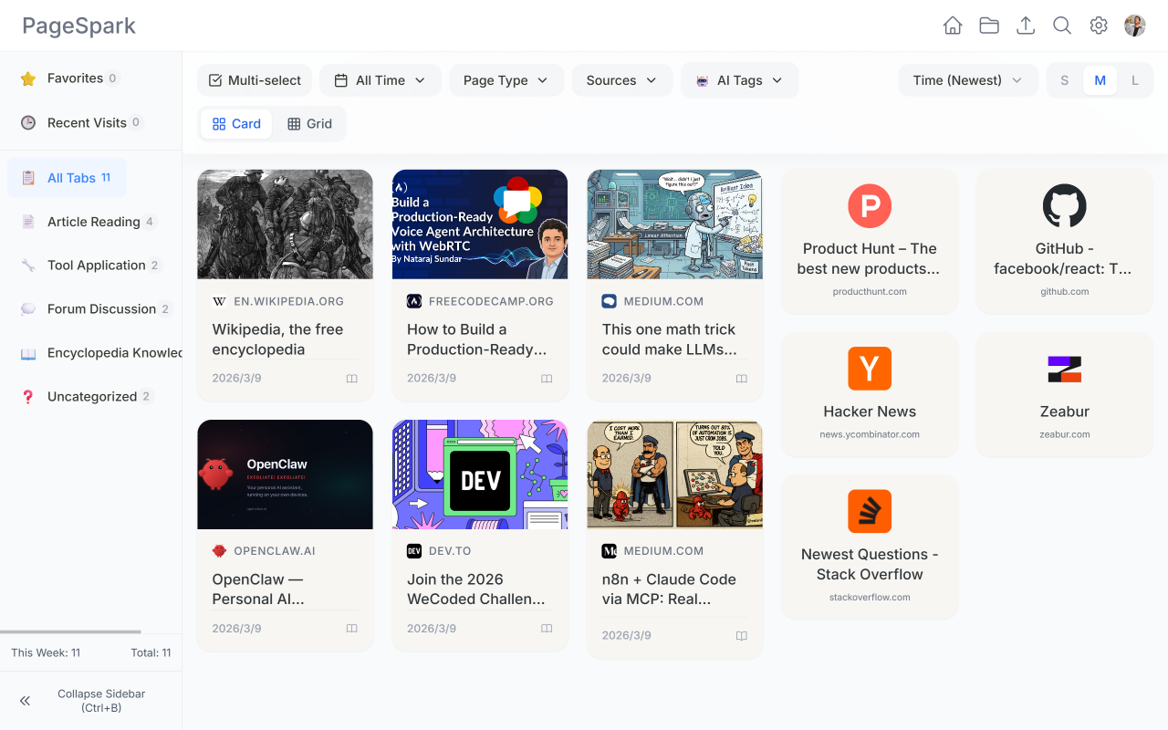 PageSpark - AI 驱动的智能标签页管理与内容总结工具